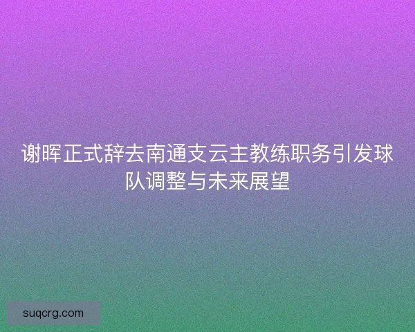 谢晖正式辞去南通支云主教练职务引发球队调整与未来展望
